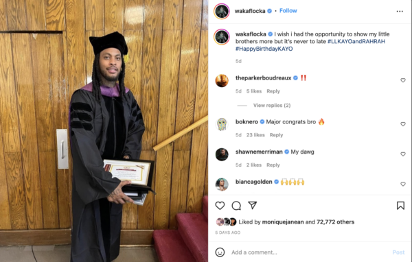 ‘It’s Never to Late’: Waka Flocka Receives Honorary Professorship Degree in Humanitarianism and Philanthropy Alongside Reverend Jesse Jackson