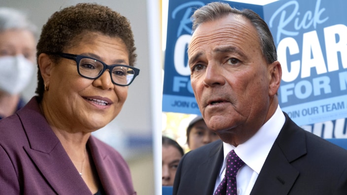 Karen Bass, billionaire Rick Caruso to face off in runoff for LA mayor