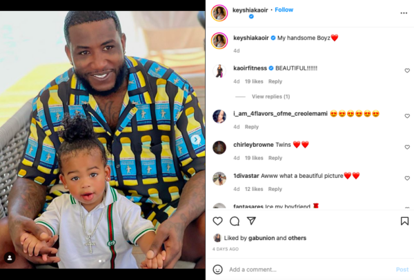 ‘He Favors His Father So Bad’:Keyshia Ka’oir’s Fans Bring Up How Much Gucci Mane and Son Ice Look Alike After Viewing This Post