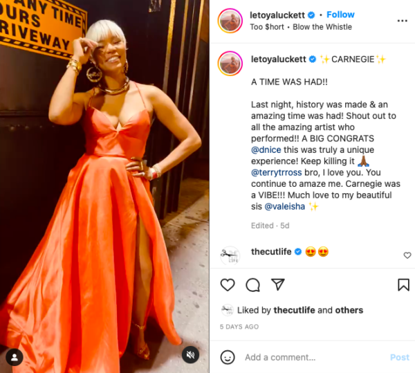 ‘That Dress is Whoa’: LeToya Luckett ‘s Orange Dress Becomes the Main Attraction During Night Out