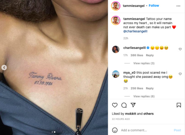 ‘Miss Charlie Is Growing Up’: Tammy  Rivera’s Daughter Charlie Reveals She Got a Tattoo of Her Mother’s Name 