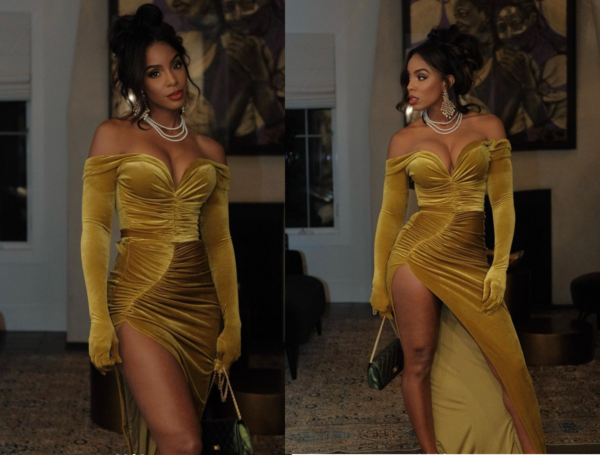 ‘Lookin Like Black Barbie’: Fans Are Mesmerized By Kelly Rowland’s Gold Velvet Gown