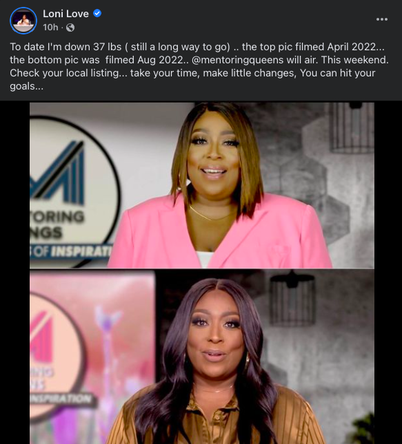 ‘You Look Fantastic’: Loni Love Shows Off Her 37-Pound Weight Loss 