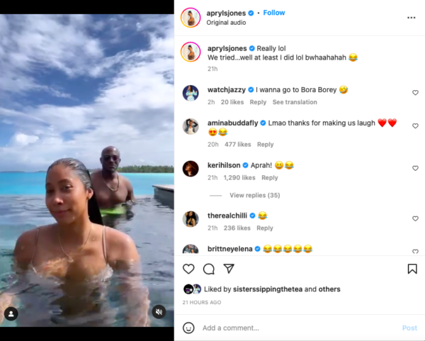 ‘She’s Moved on and Omarion and Fizz Still Beefing’: Apryl Jones and Taye Diggs Vacation Video Goes Left When Fans Bring Up Her Exes