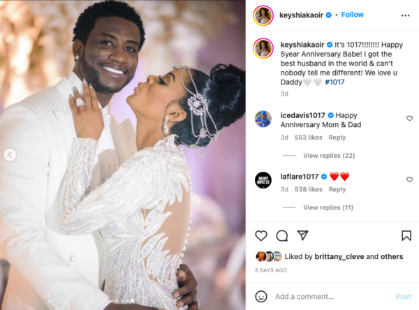 Keyshia Ka’oir and Gucci Mane Celebrate the Fifth Anniversary of Their Wedding Special: ‘I Got The Best Husband In the World’ 