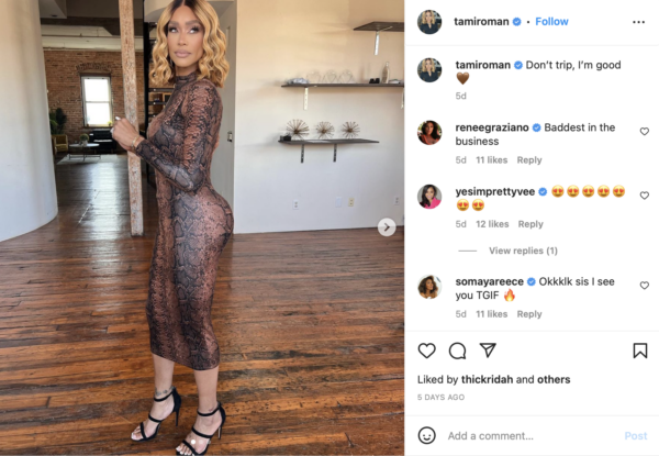 Tami Roman’s Fashion Post Has Fans Mentioning How ‘Good and Healthy’ She Looked a Year After the Star Revealed Having Her Mouth Wired Shut to Lose Weight