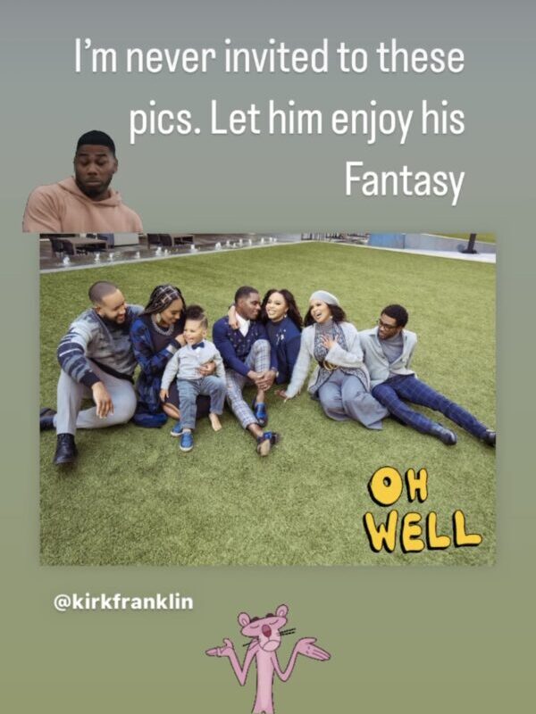 ‘Let Him Enjoy His Fantasy’: Kirk Franklin’s Son Kerrion Wonders Why He Wasn’t Included In Their Family Christmas Photos