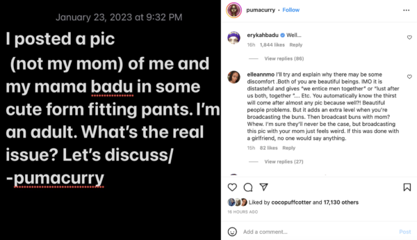 ‘They Wish That Was Them and Their Momma’: Erykah Badu’s Daughter, Puma, Hit Back At Fans Who Called Her Out About Cheeky Mother-Daughter Photos