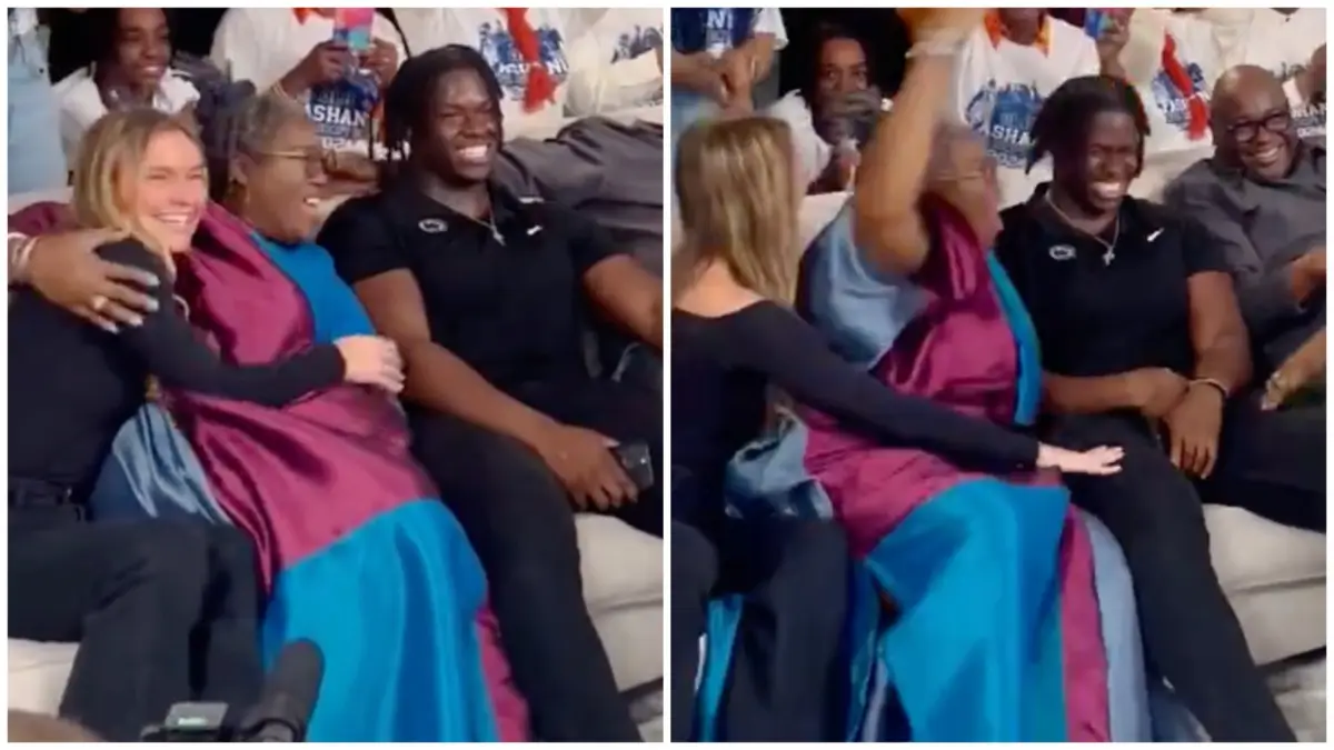 ‘They Don’t Teach That Type of Technique No More’: NFL Draft Pick’s Mom Steals the Spotlight While Blocking Son’s Girlfriend from Going In for a Hug