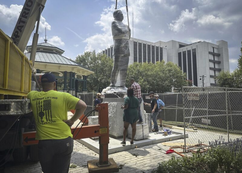 John Lewis bronze statue replaces Confederate monument in Decatur, Georgia