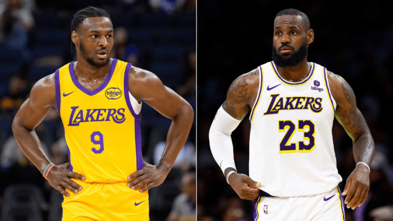 LeBron teams up with Bronny in Lakers practice