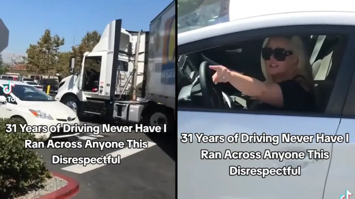 ‘Well, You’re Acting Like One’: Woman Comically Denies She’s a ‘Karen’ After Blocking Semi Truck from Turning in Parking Lot and Refusing to Move, Viral Video Shows