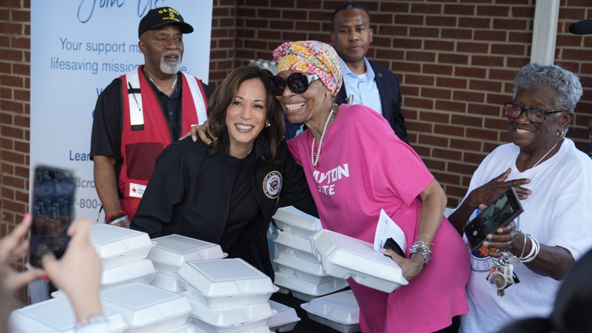 Harris hands out meals, consoles families as she surveys Hurricane Helene devastation in Georgia