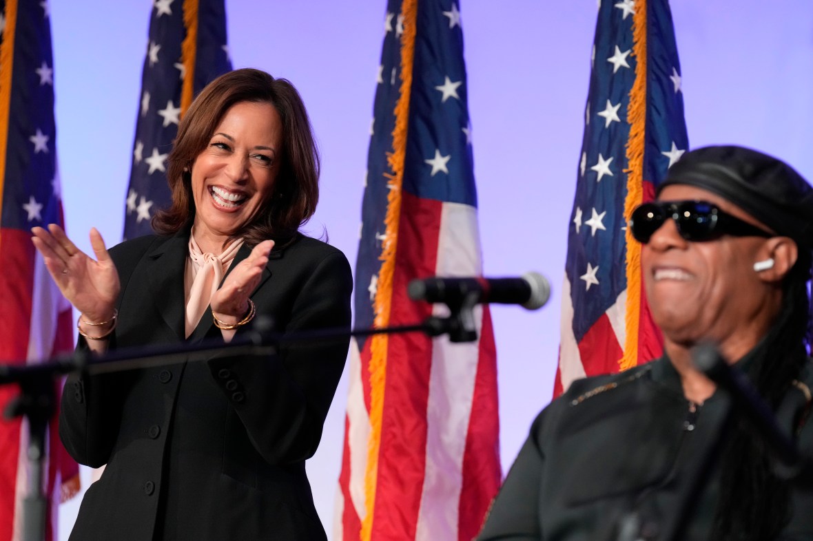 Harris urges Black churchgoers in Georgia to head out to vote and gets an assist from Stevie Wonder