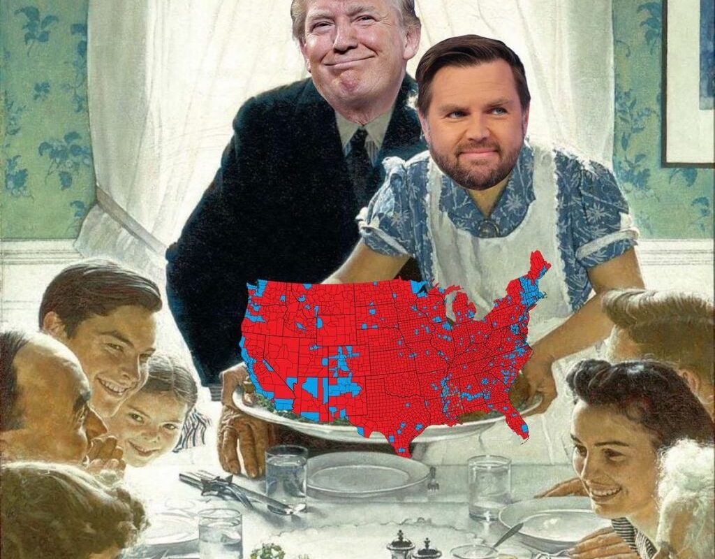 JD Vance Posts Thanksgiving Meme Suggesting He’s Trump’s Wife Serving America For Dinner