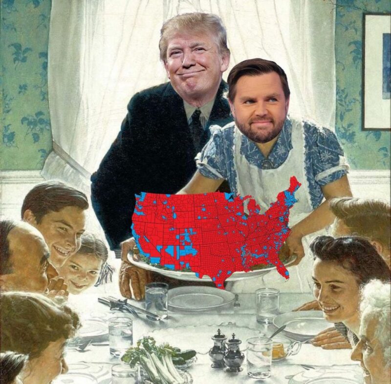 JD Vance Posts Thanksgiving Meme Suggesting He’s Trump’s Wife Serving America For Dinner