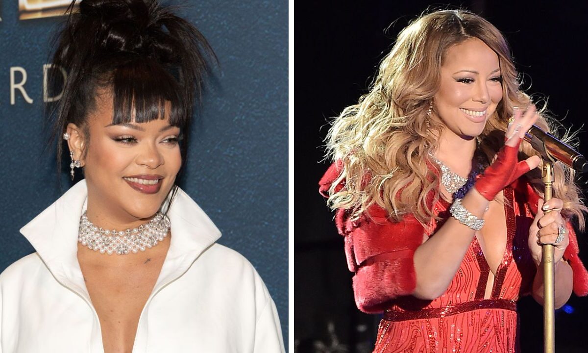 Rihanna gets Mariah Carey to sign her boob during the grand finale holiday tour: “My man made me do this!”