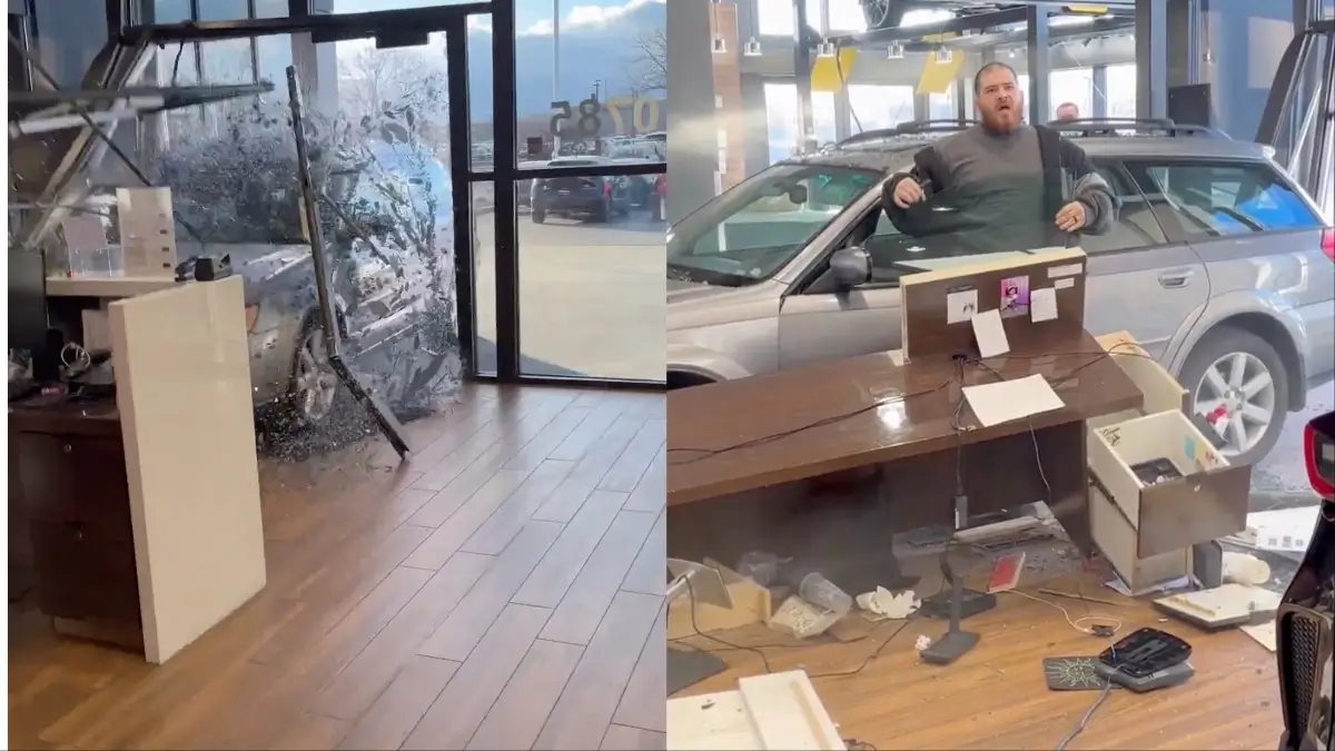 ‘I Warned You Mother—–rs!’: Utah Man Plows Into Car Showroom After Dealership Sells Him a ‘Lemon’ and Denies His Refund Request, Video Shows