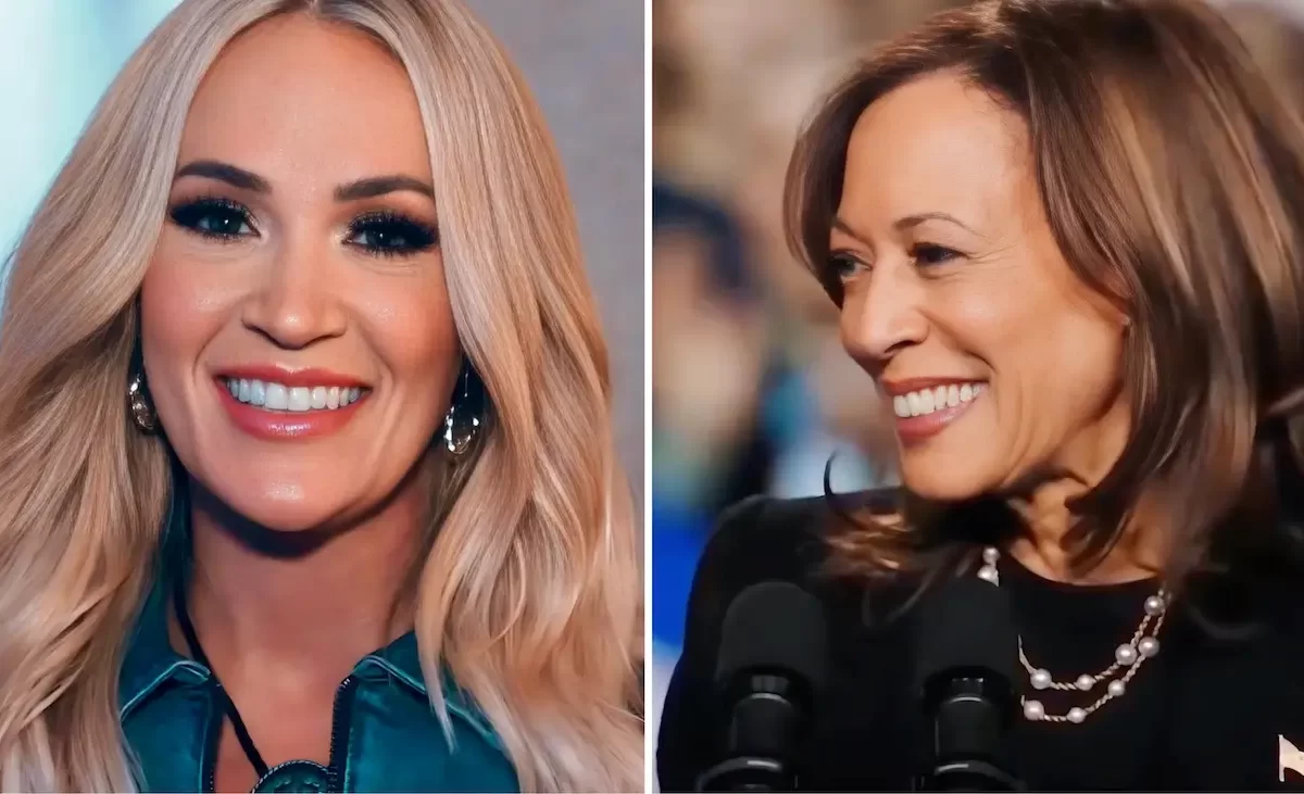 ‘She’s Racist Trash’: Carrie Underwood’s ‘Disgusting Behavior’ Called Out After She’s Caught Seemingly Disrespecting Kamala Harris