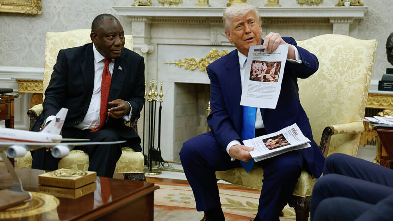 Trump leans into white grievance politics in tense meeting with South Africa’s president