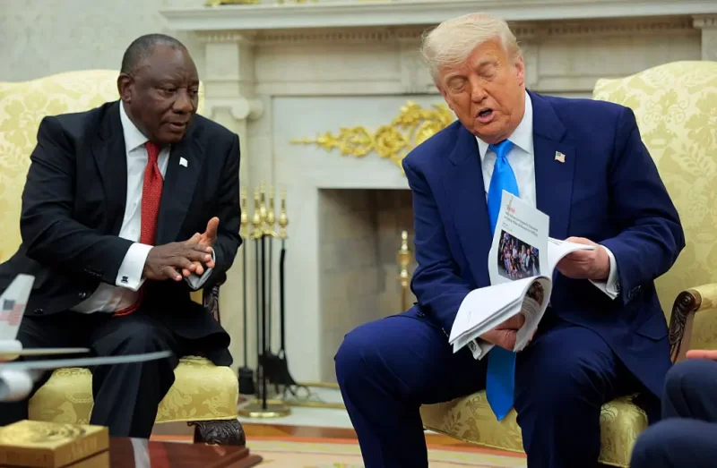 ‘We Are an Embarrassment.’: Photo Trump Showed South African President as Evidence of ‘White Genocide’ Was Taken In Another African Country, But MAGA Says It Doesn’t Matter