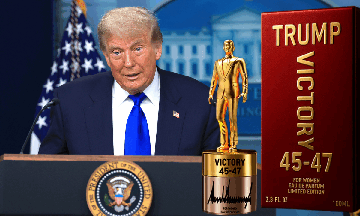 President Donald Trump launches new fragrance “Victory 45-47”
