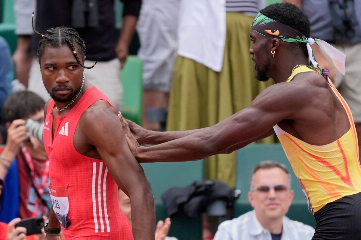 Bad blood. Lyles shoved by Bednarek after his win in 200 meters at US nationals