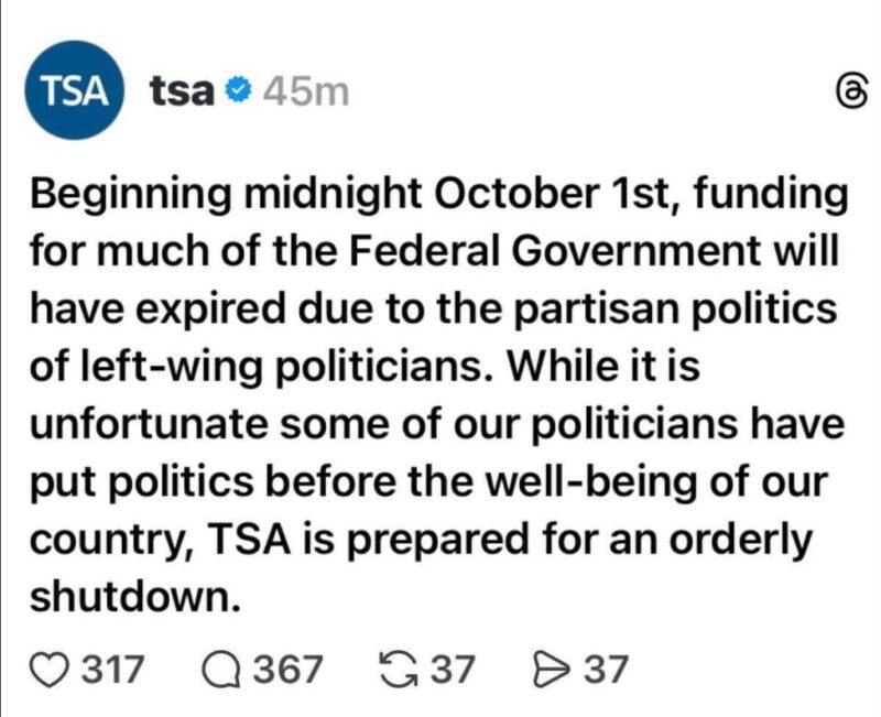 Blatant Propaganda: Agencies Across Federal Government Blame The ‘Radical Left’ For The Government Shutdown