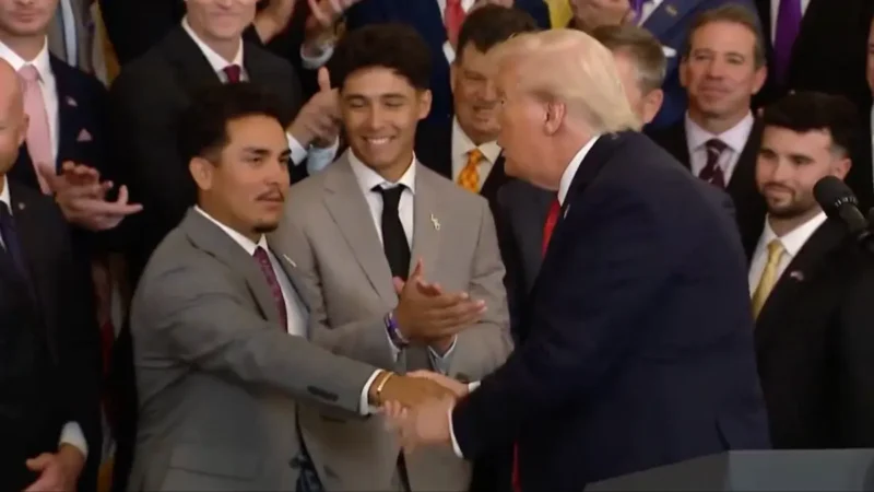 ‘He Finally Found an Excuse’: Trump Whimpers About College Athletes’ Firm Handshakes In Awkard Video, Rekindling Health Questions
