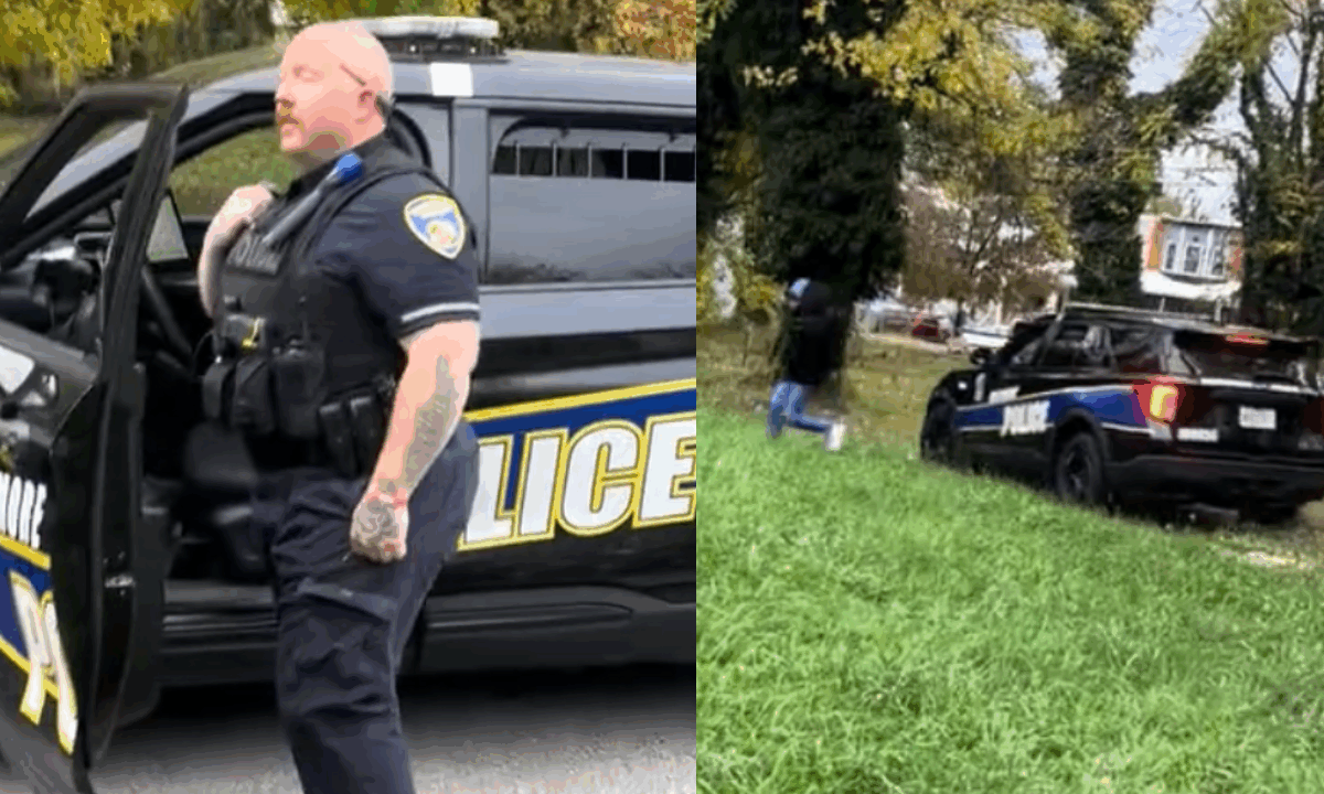 ‘Deeply concerning’: Baltimore officer suspended after nearly hitting Black man with patrol car in viral video