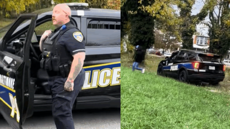 ‘Deeply concerning’: Baltimore officer suspended after nearly hitting Black man with patrol car in viral video
