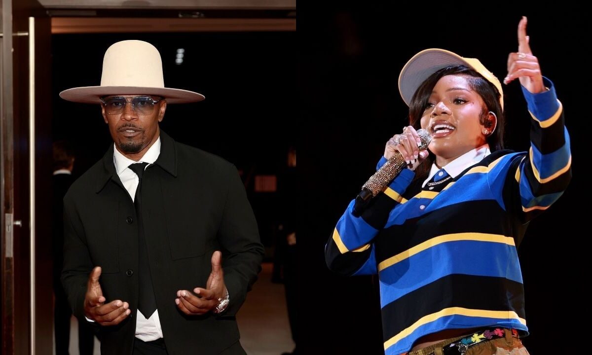 Jamie Foxx reacts after object thrown at GloRilla during performance at daughter’s party in his home