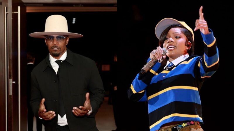 Jamie Foxx reacts after object thrown at GloRilla during performance at daughter’s party in his home