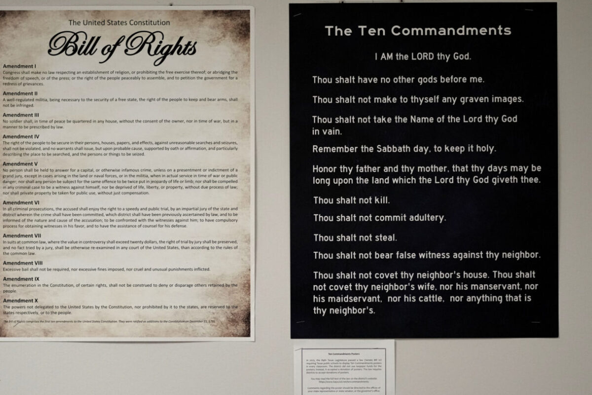 Beliefs clash among students, parents and teachers as the Ten Commandments go up in Texas classrooms