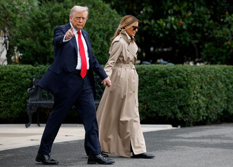 ‘OMG’: Folks In Stiches After Trump Keeps the Umbrella for Himself and Leaves Melania in the Rain — but His Pants Are What Everyone’s Talking About