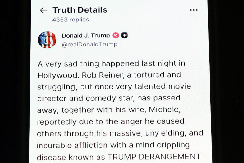 Trump Blames The Victims After Rob Reiner, Wife Are Killed