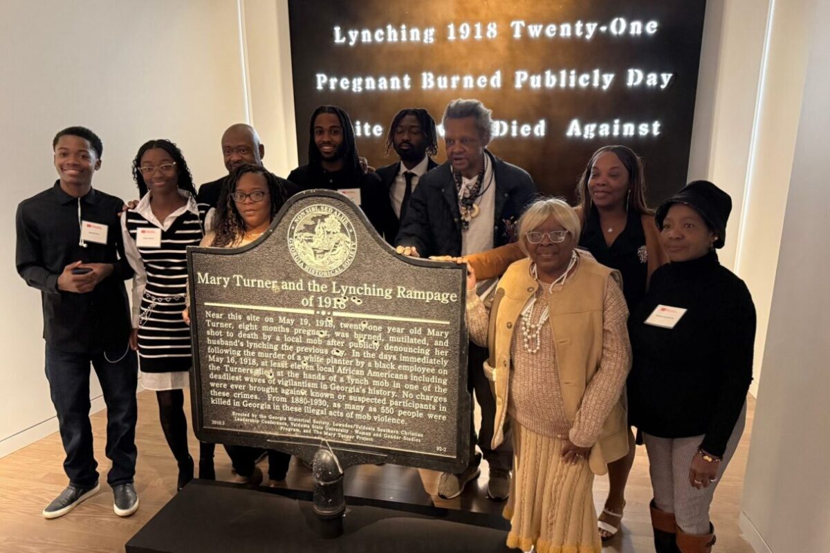 Bullet-pocked marker memorializing 1918 lynching goes on display in Atlanta