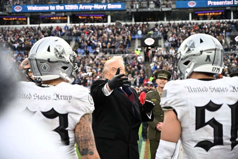 ‘Tossed it Like His Diaper Was Super Full’: Trump Tries a Bizarre Technique During a Football Game Coin Toss, and the Crowd Can’t Hold It Together