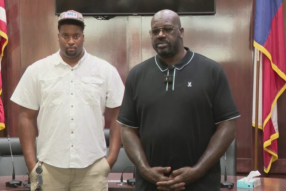 Shaq sponsors Texas’ tallest would-be cop, promises custom car if he passes