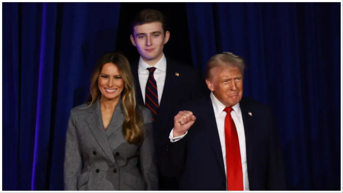 ‘Poor Kid’: Barron Looks Forced to Be at His Parents Party as Cameras Catch Dad’s Hunched Shoulders and Teen’s Blank Stare Looks Like Mom Melania’s