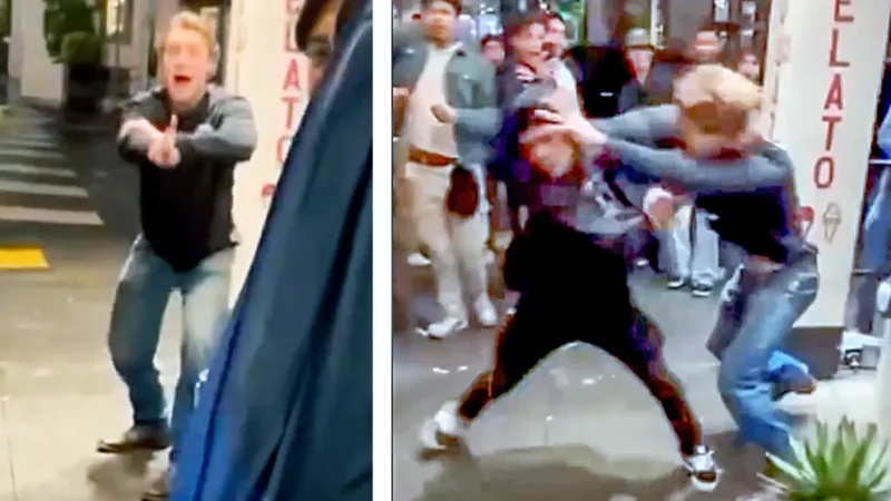 ‘You Little N–ger!’: White Man Hurls Racial Slurs, Makes Shooting Motions Toward Crowd Before Another Man Knocks Some Sense Into Him, Video Shows
