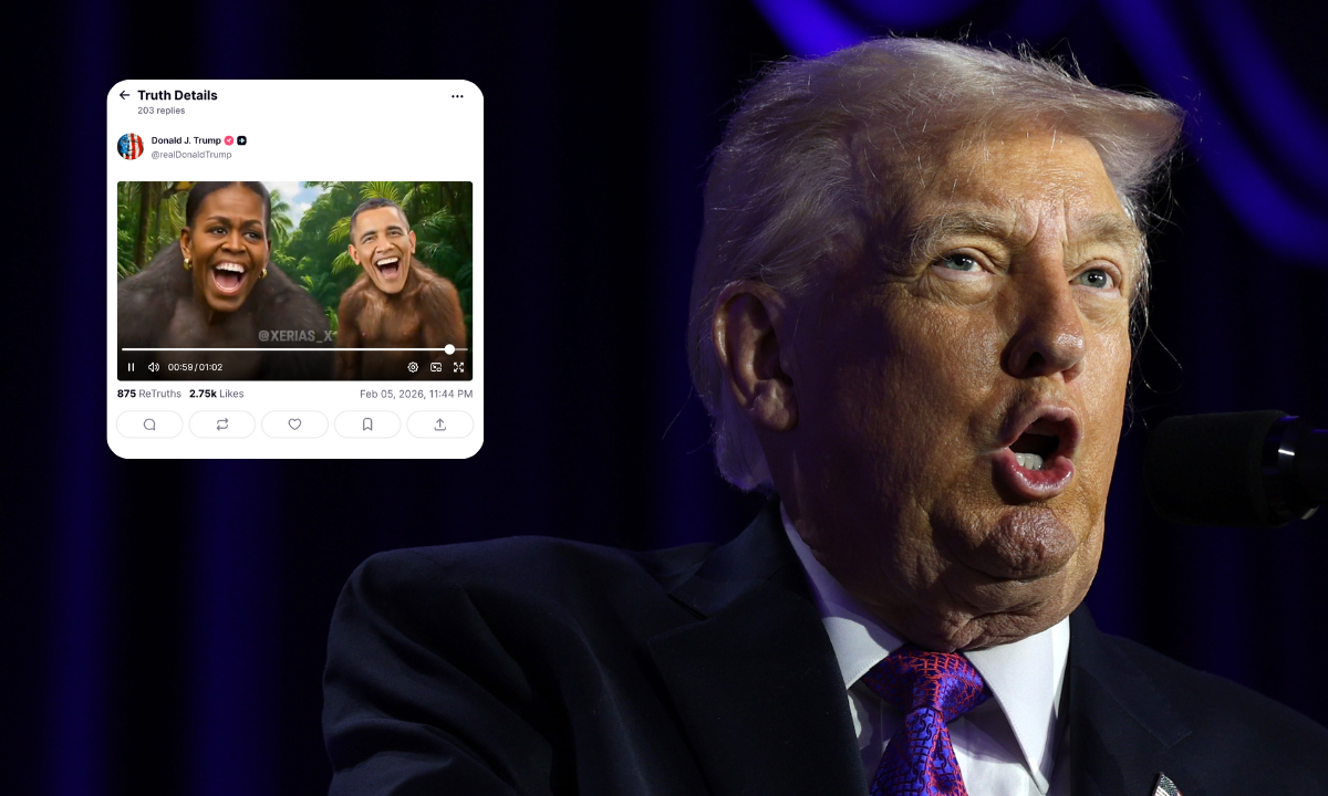 Donald Trump sparks outrage with racist social media post of Barack and Michelle Obama