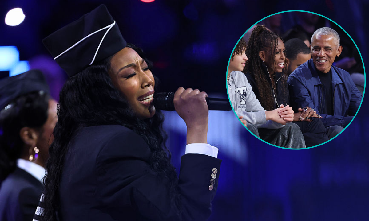 The Obamas rise as Brandy’s national anthem sets the tone for NBA All-Star night
