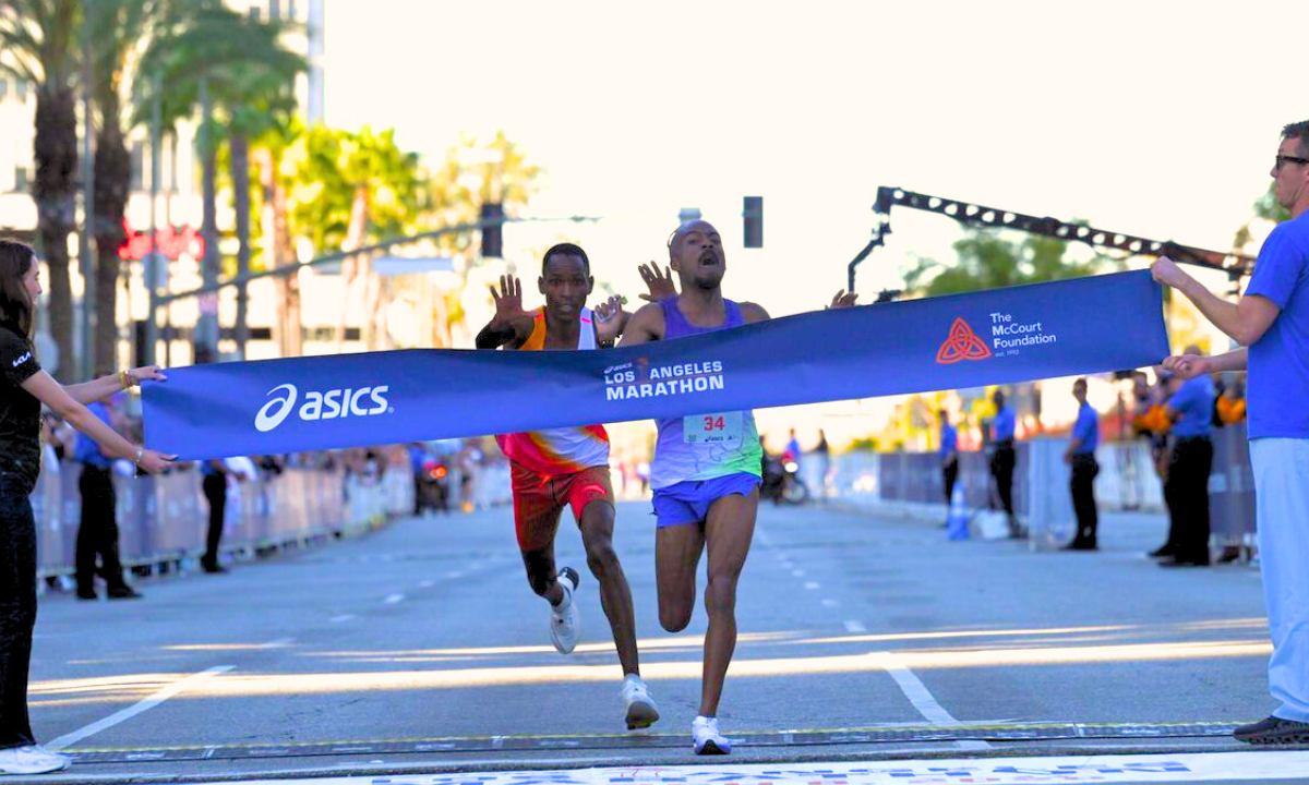 In the closest finish in race history, high school track coach Nathan Martin wins the Los Angeles Marathon