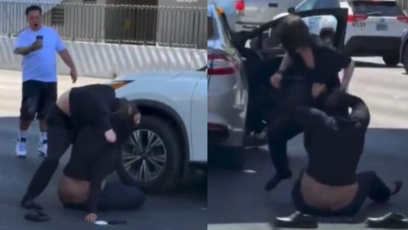 ‘Cowards’: Video of White Man Brutally Beating Black Woman Outside Las Vegas Goes Viral After No One Steps to Intervene