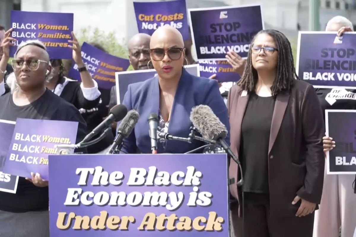 ‘Give a damn!’ Rep. Ayanna Pressley, advocates call out Trump’s attacks on the Black economy