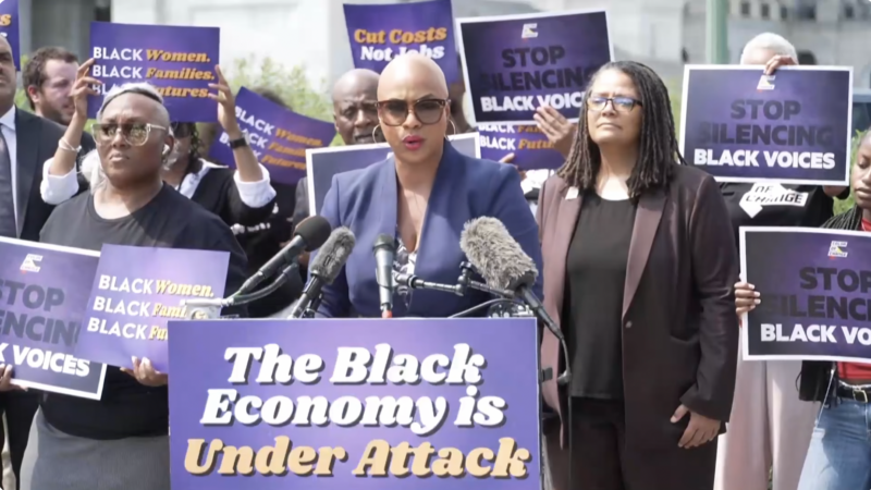 ‘Give a damn!’ Rep. Ayanna Pressley, advocates call out Trump’s attacks on the Black economy
