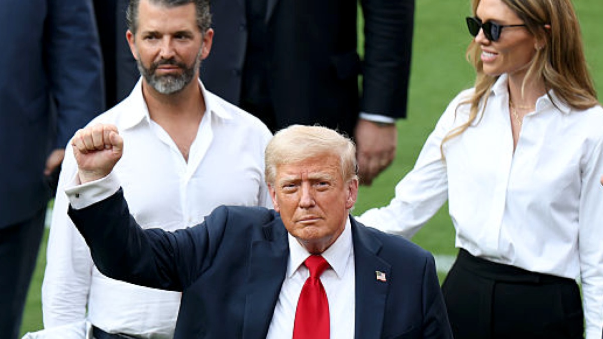 ‘Just Look … OMG’: Trump Gets Put on the Spot About His Son’s Upcoming Wedding Before Viewers Zoom In on One Strangely Large Figure Behind Him That Hijacks the Moment