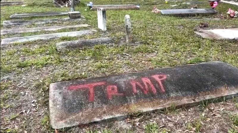 Black residents outraged in Florida as beloved cemetery vandalized with ‘Trump’ and ‘DeSantis’ graffiti