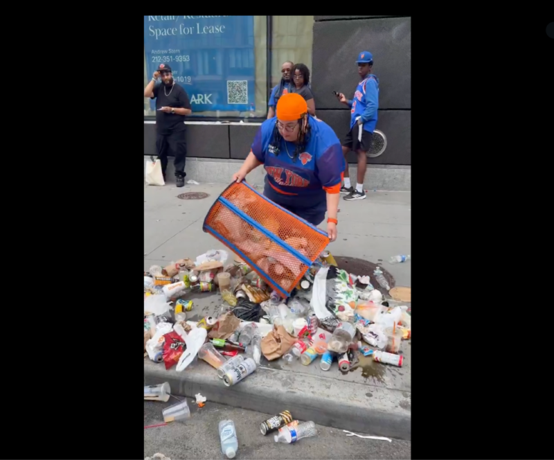 Knicks Fan Reportedly Fired After Going Viral For Stealing Knicks-Themed Trashcan During Manhattan Parade